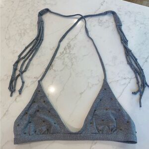 Gray Triangle Bikini Top with Studs